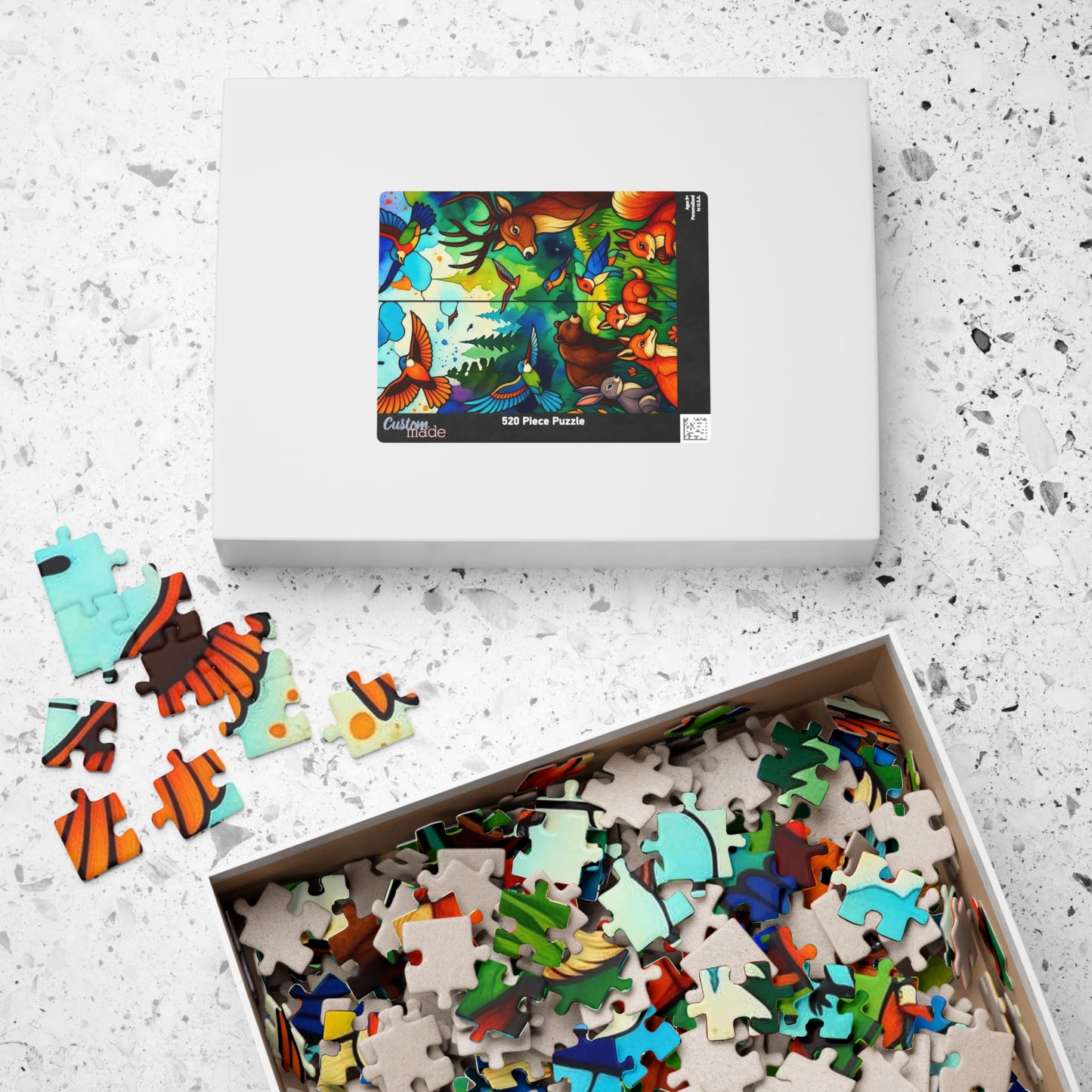 Woodland Animals Illustration Puzzle 520-Piece | Deer Foxes Birds Bear