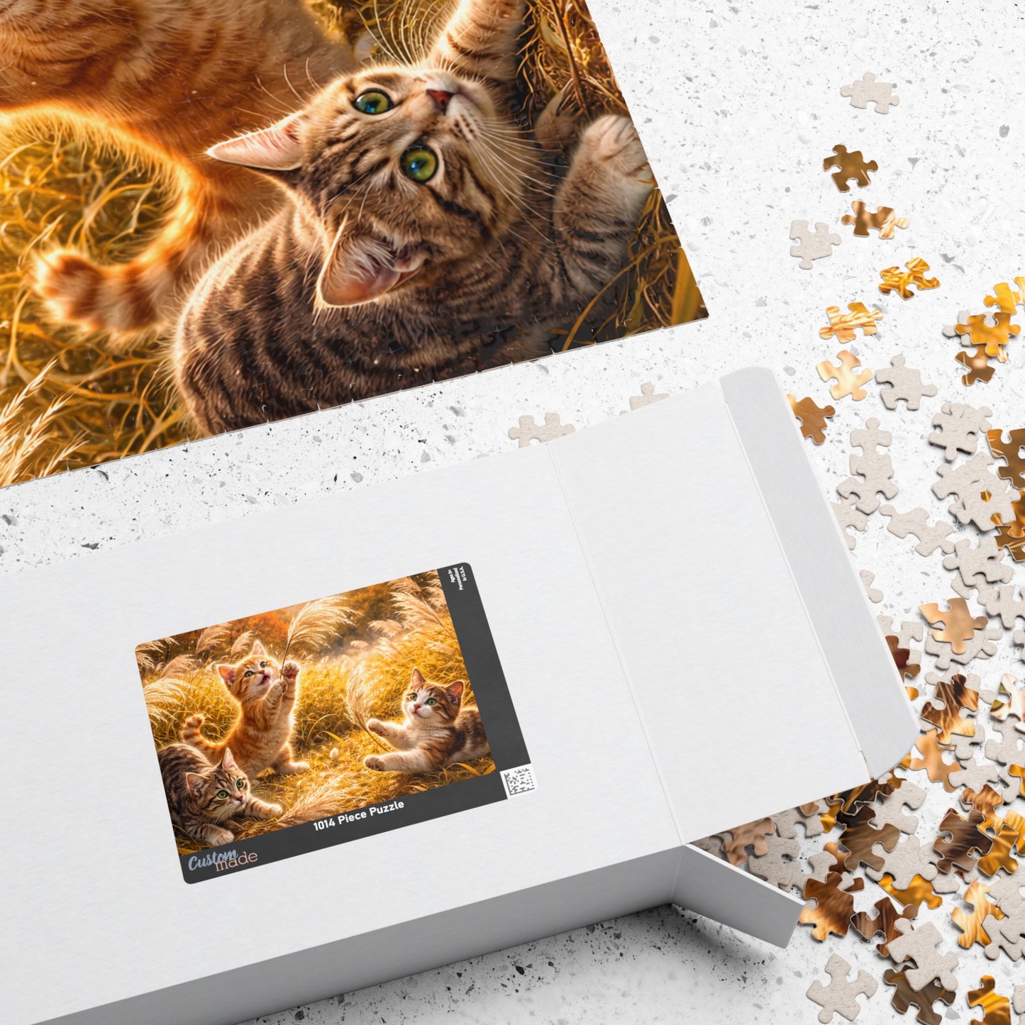 Cute Kittens in Golden Autumn Field Jigsaw Puzzle | Cat Lover Gift | 252/520/1014 Pieces