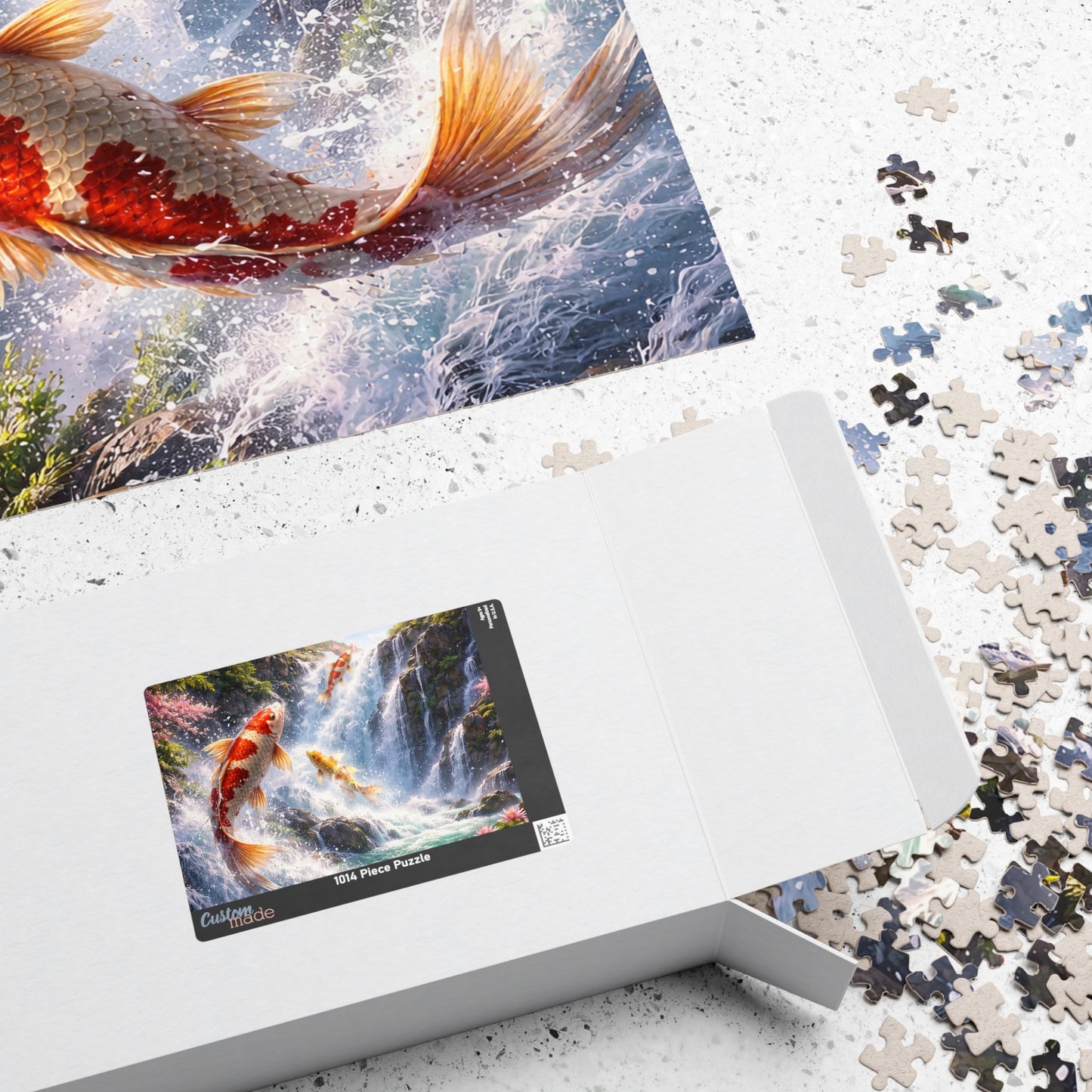 Koi Waterfall Jigsaw Puzzle | Ascending Koi 252 - 1014 pcs