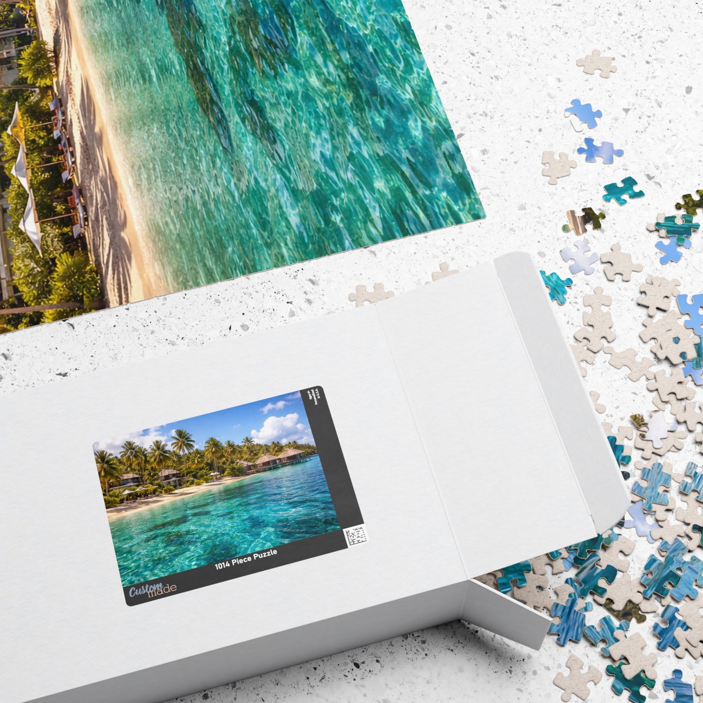 Tropical Lagoon Resort Puzzle | Overwater Bungalows & Turquoise Sea Jigsaw
