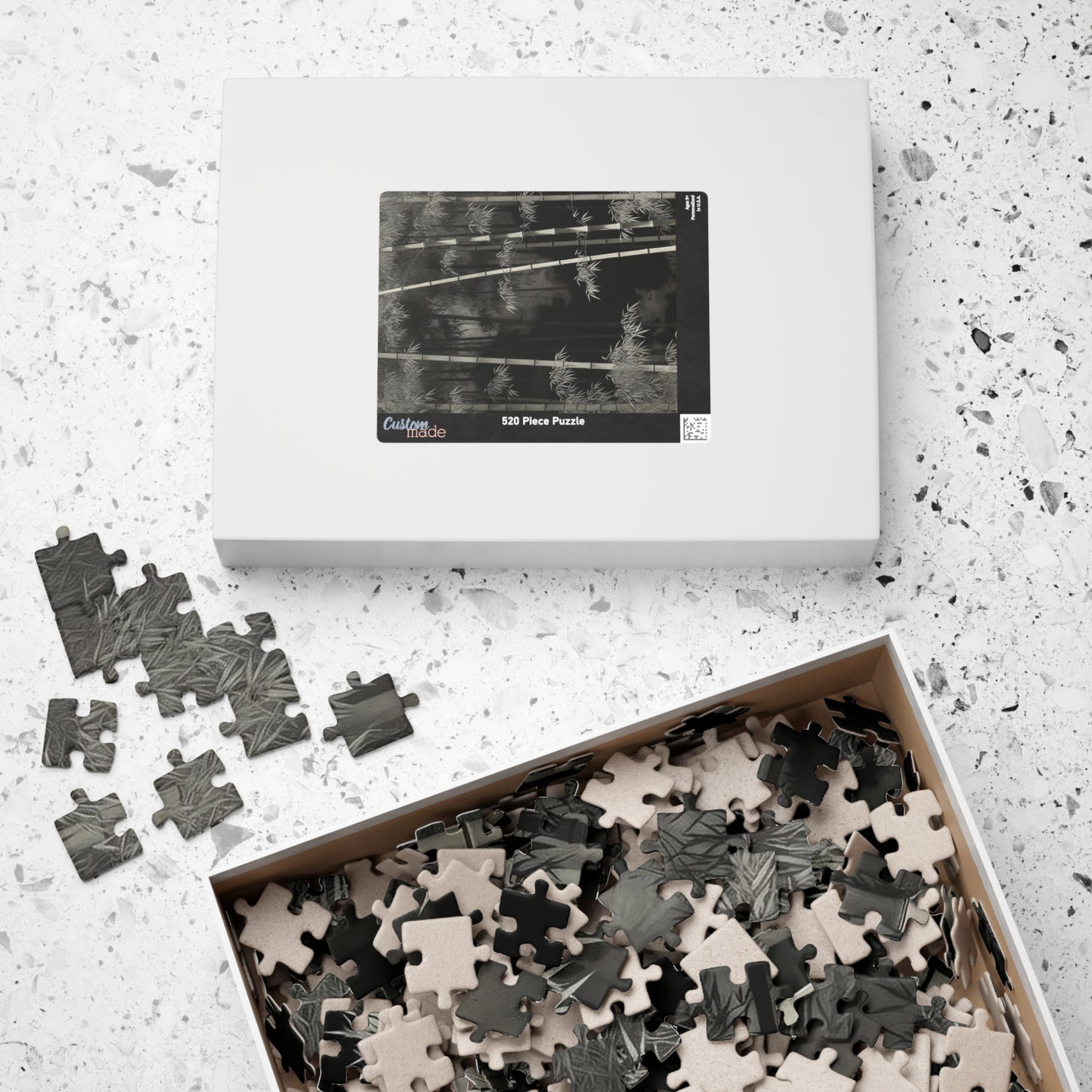 Bamboo Grove Puzzle Black & White Zen Bamboo Forest Botanical Jigsaw