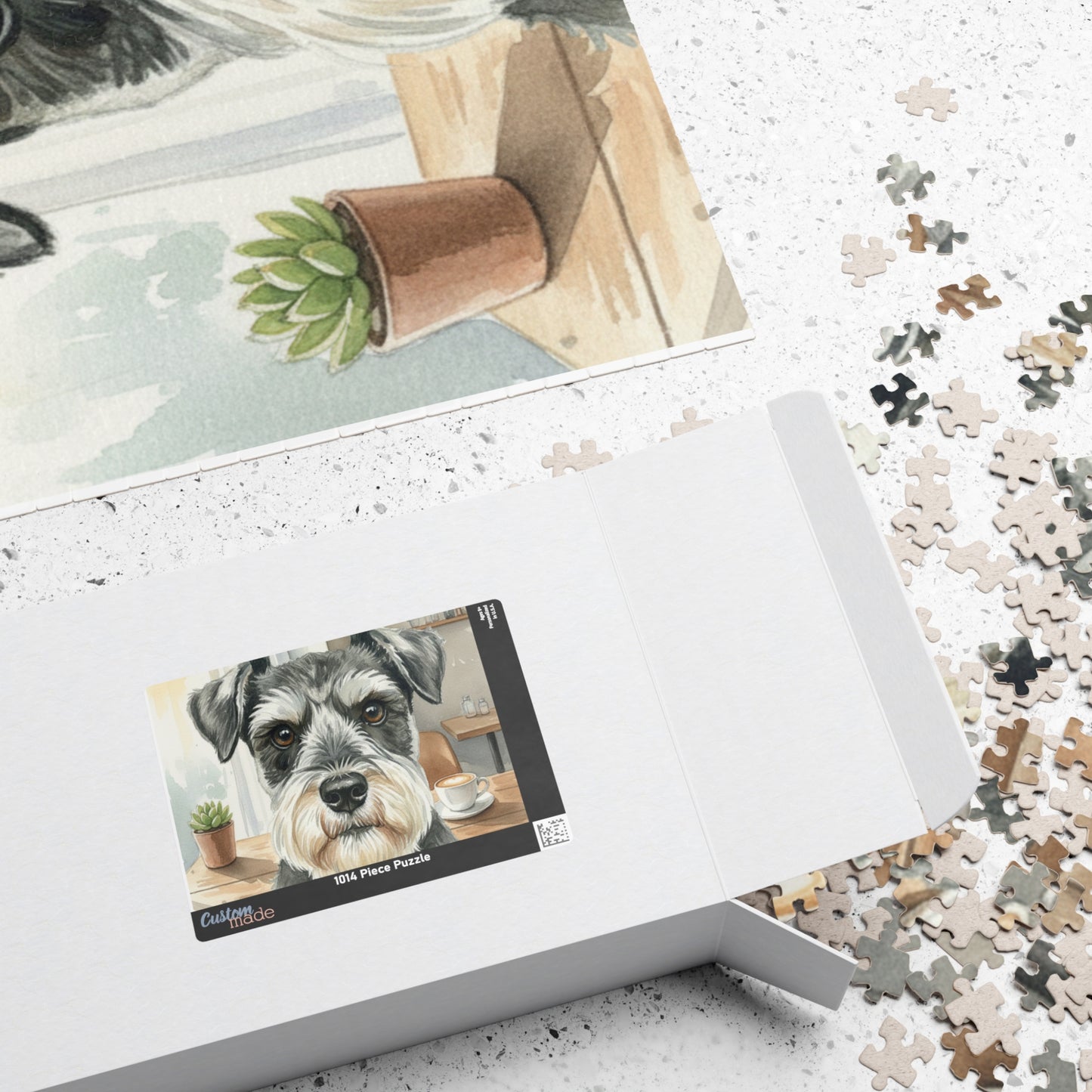 Schnauzer Face Puzzle 520 Piece | Dog Jigsaw Puzzle, Café Background