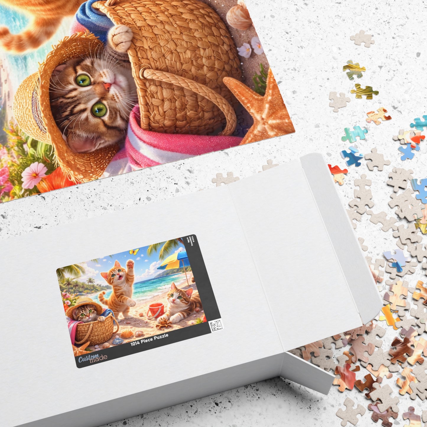 Summer Beach Kittens Puzzle 110 - 1000 Pieces | Cute Cats, Palms & Ocean Jigsaw