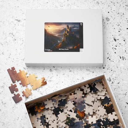 Sunset Castle Landscape Puzzle | Scenic Mountain Castle Jigsaw