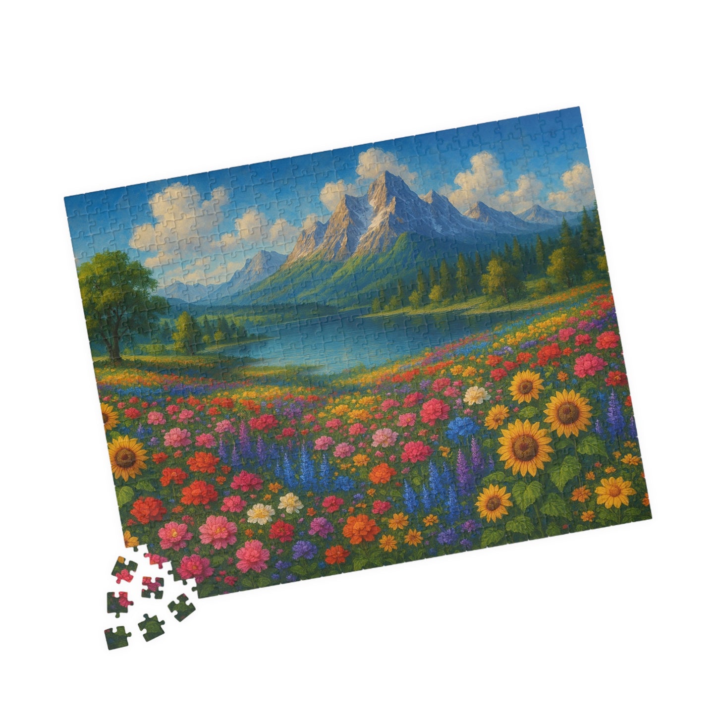 Mountain Meadow Flower Field Puzzle | Scenic Landscape Jigsaw