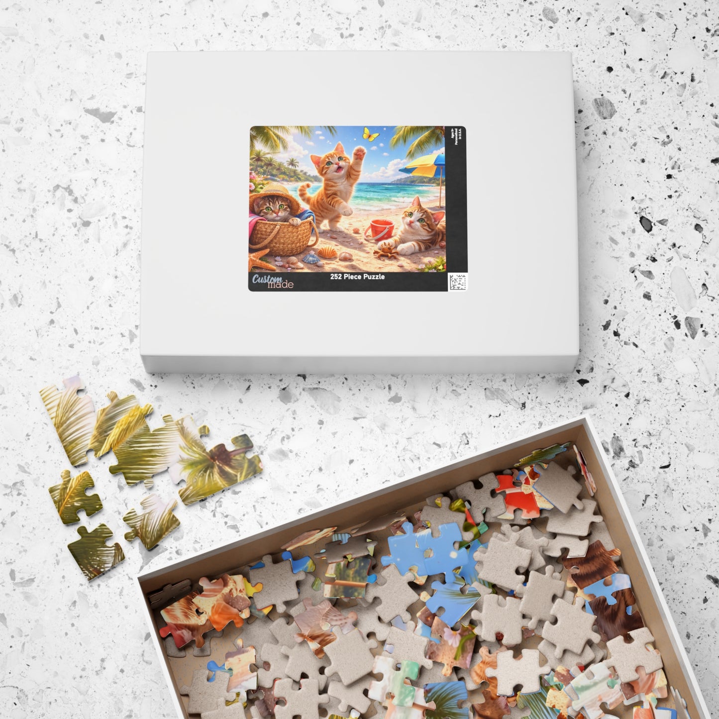 Summer Beach Kittens Puzzle 110 - 1000 Pieces | Cute Cats, Palms & Ocean Jigsaw