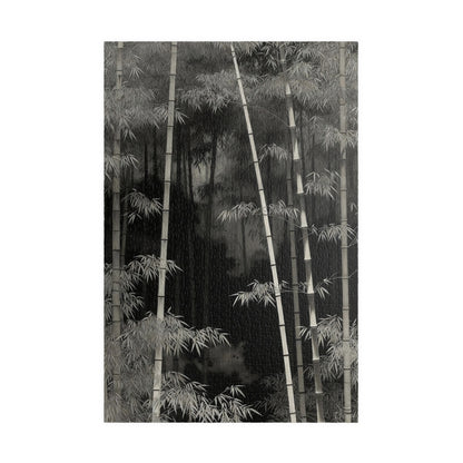 Bamboo Grove Puzzle  Black & White Zen Bamboo Forest Botanical Jigsaw