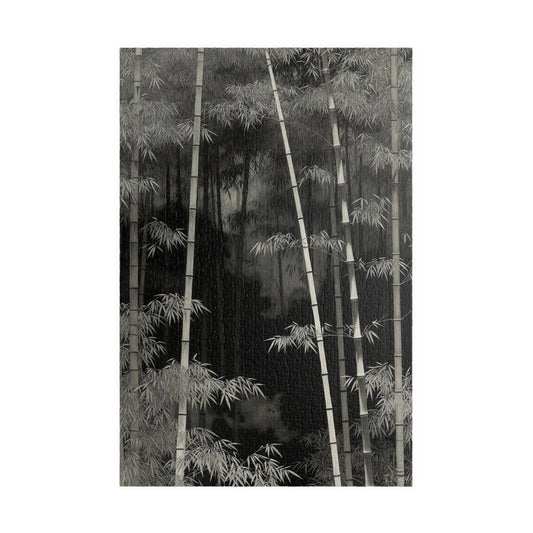 Bamboo Grove Puzzle  Black & White Zen Bamboo Forest Botanical Jigsaw