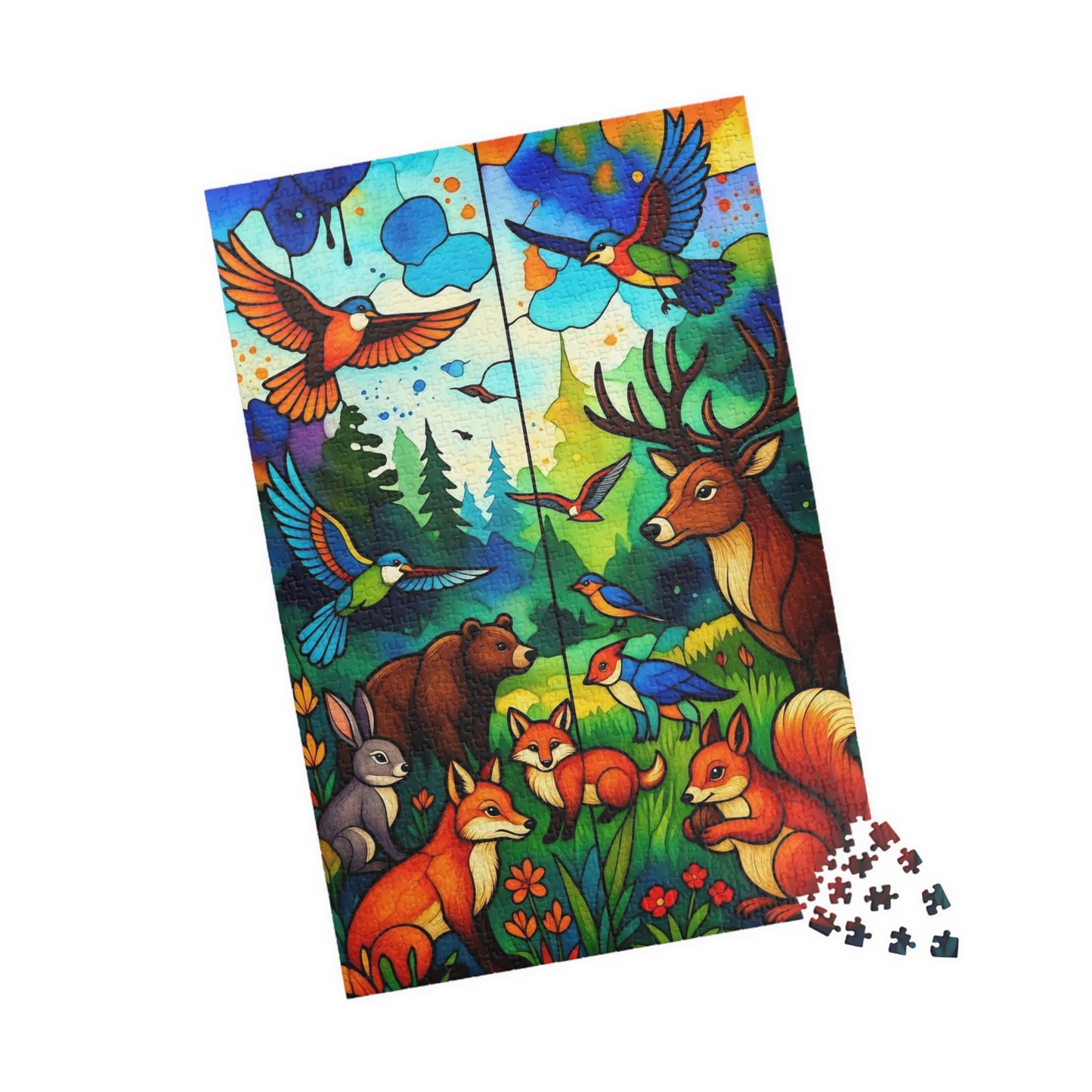 Woodland Animals Illustration Puzzle 520-Piece | Deer Foxes Birds Bear