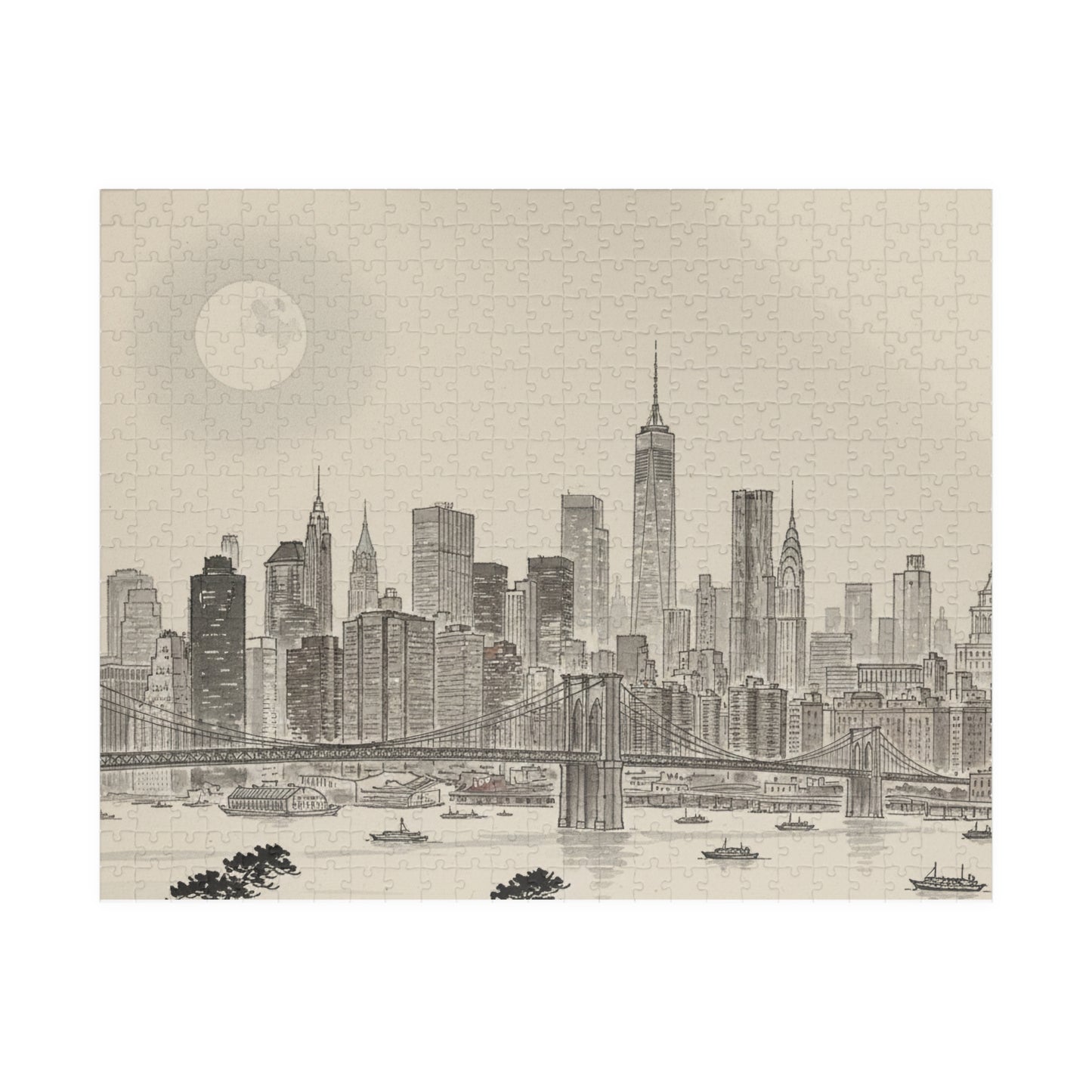 Vintage NYC Skyline Puzzle | Manhattan Cityscape Jigsaw