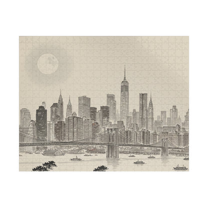 Vintage NYC Skyline Puzzle | Manhattan Cityscape Jigsaw
