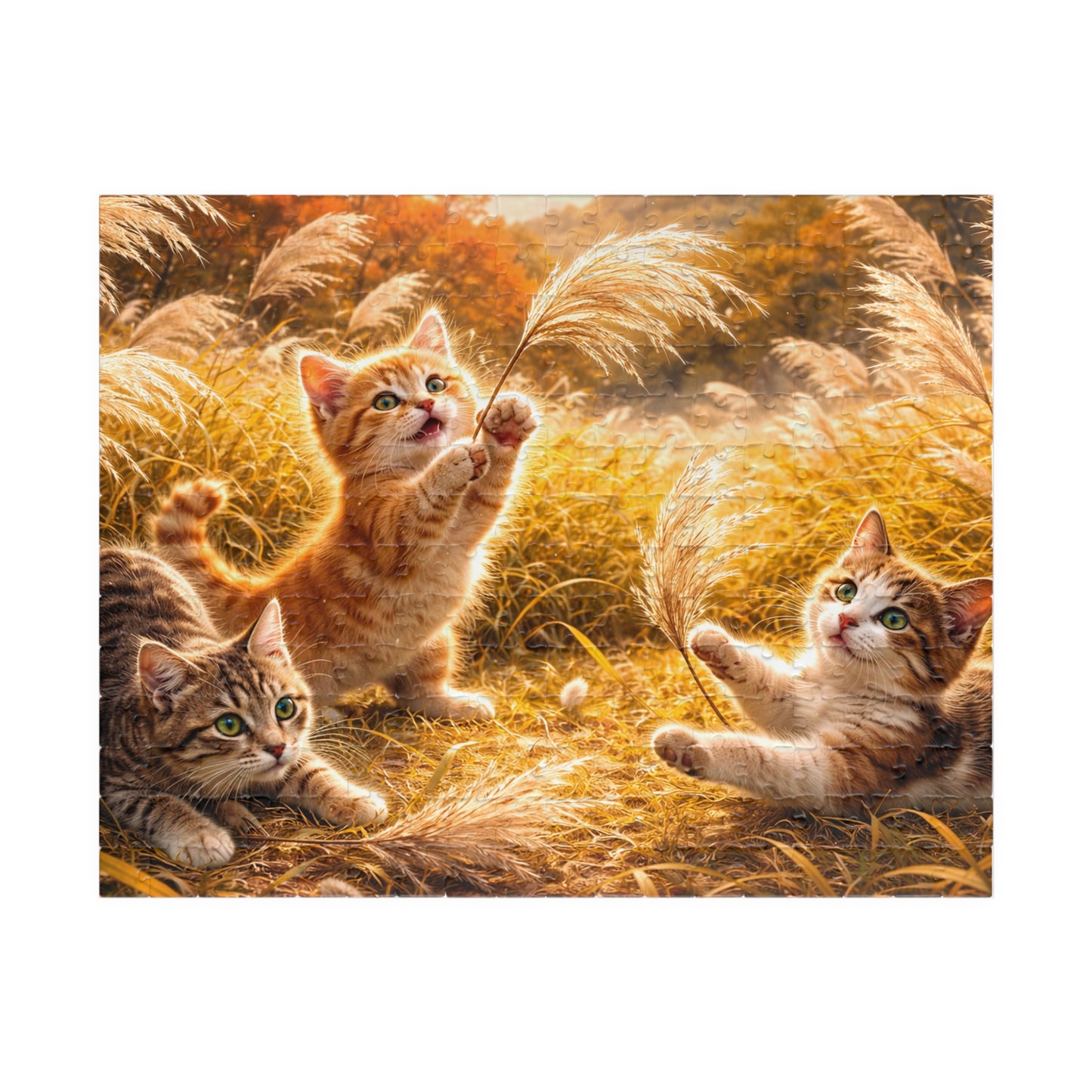 Cute Kittens in Golden Autumn Field Jigsaw Puzzle | Cat Lover Gift | 252/520/1014 Pieces