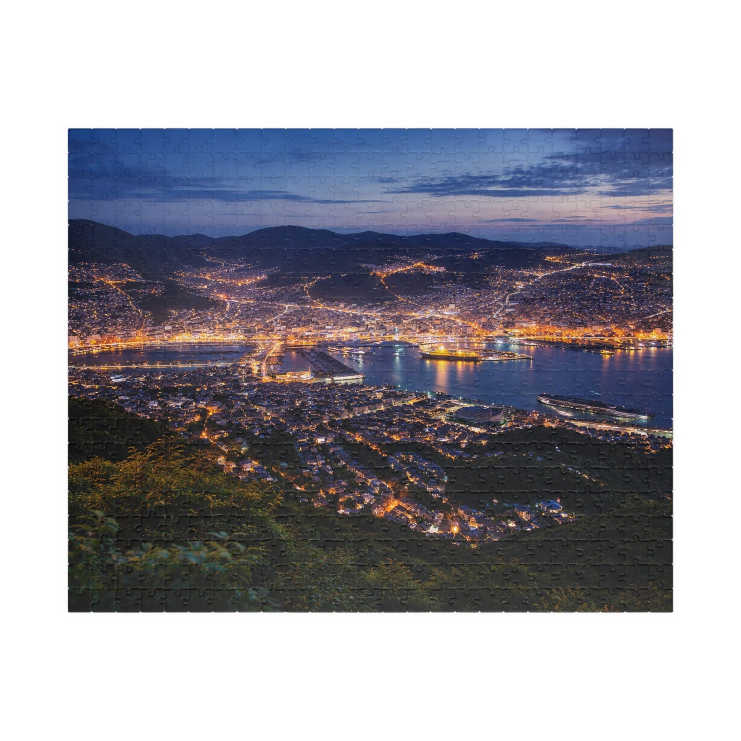 Nagasaki Night View Puzzle | Panoramic Harbor Lights Cityscape Jigsaw