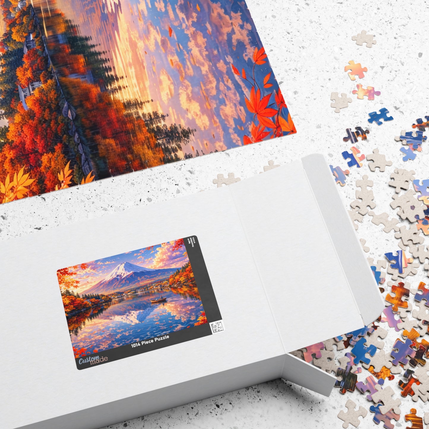 Mount Fuji Autumn Lake Puzzle  Anime-Style Japan Landscape Jigsaw (252 ~ 1014 Pieces)