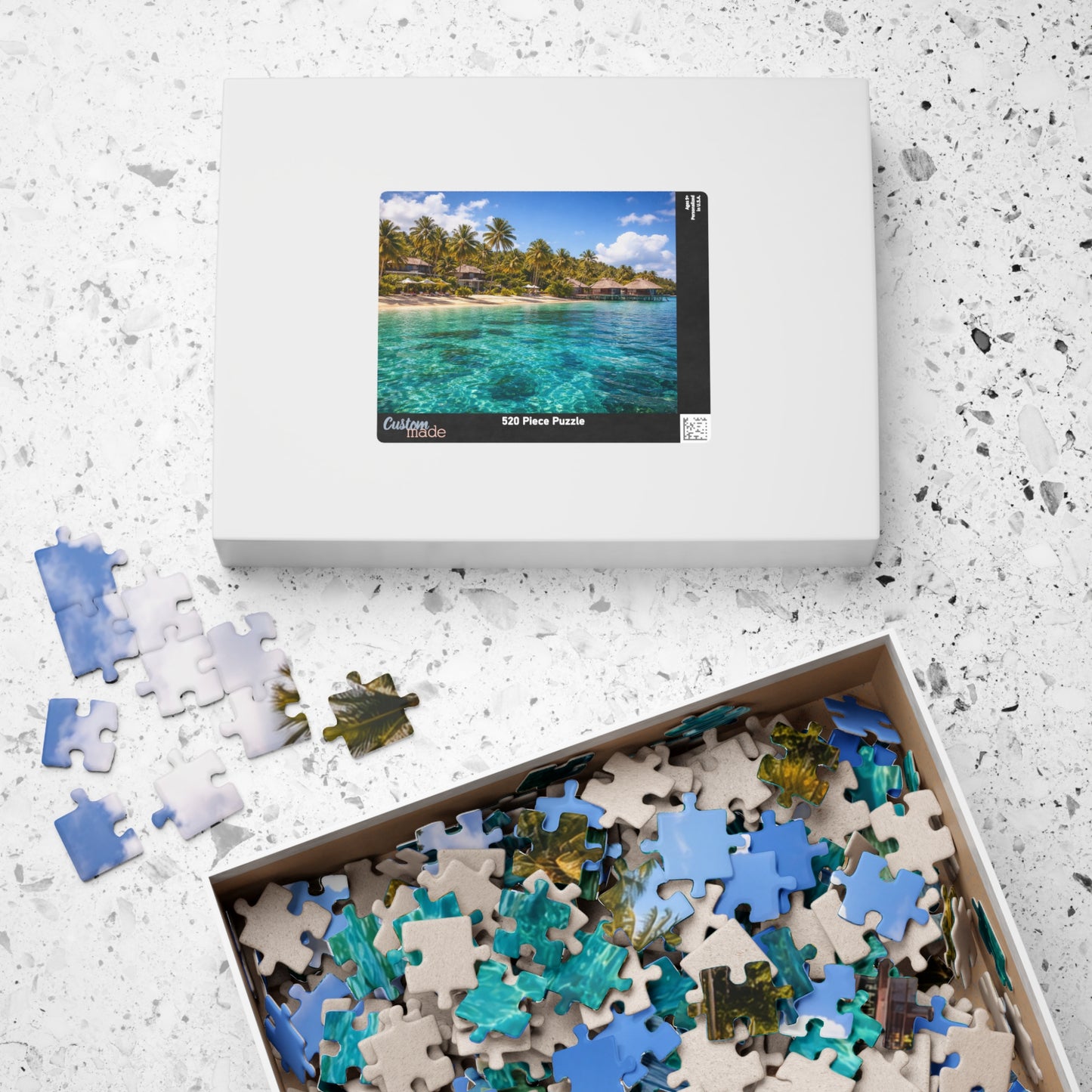 Tropical Lagoon Resort Puzzle | Overwater Bungalows & Turquoise Sea Jigsaw