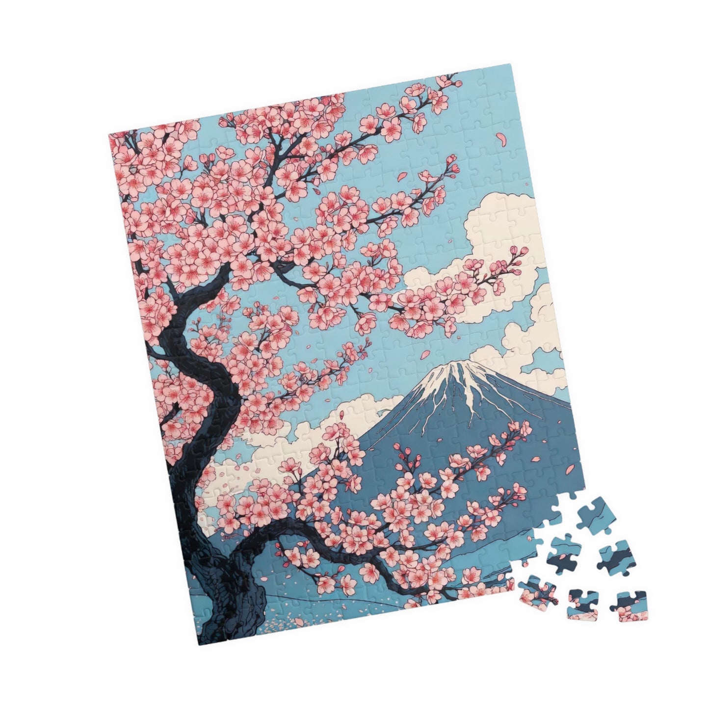 Cherry Blossom Mount Fuji Puzzle | Scenic Japanese Ukiyo-e Jigsaw