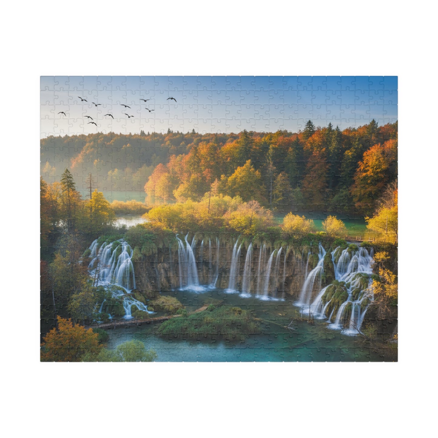 Waterfall Landscape Puzzle 520-piece | Autumn Scenic Jigsaw