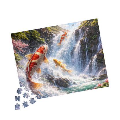Koi Waterfall Jigsaw Puzzle | Ascending Koi  252 - 1014 pcs