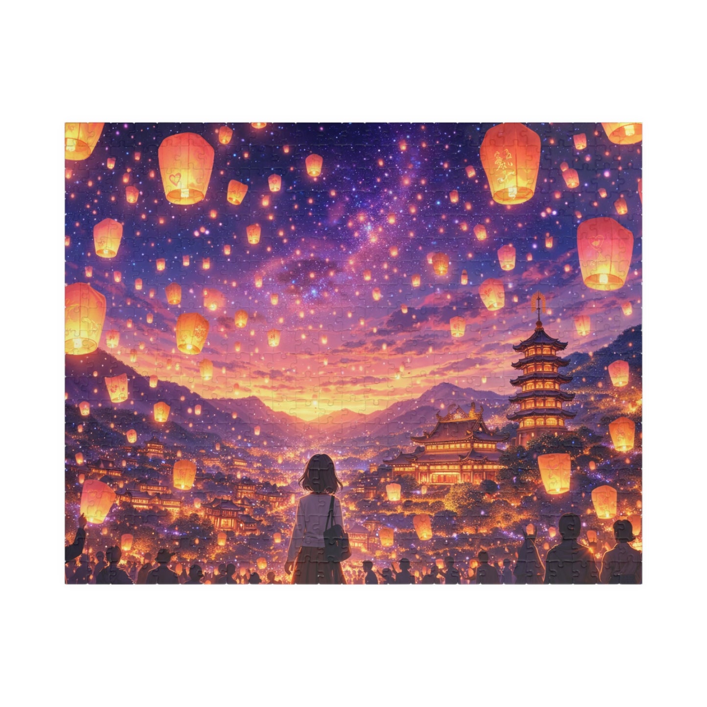 Taiwan Lantern Festival Dreamscape Puzzle | Anime Fantasy Sky Lantern Night