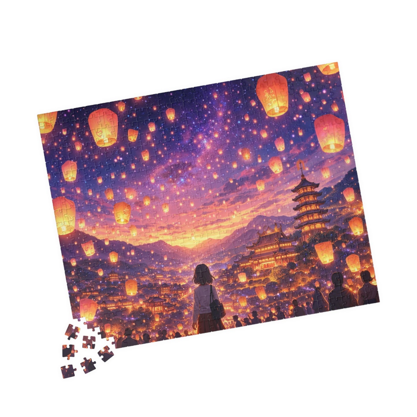 Taiwan Lantern Festival Dreamscape Puzzle | Anime Fantasy Sky Lantern Night