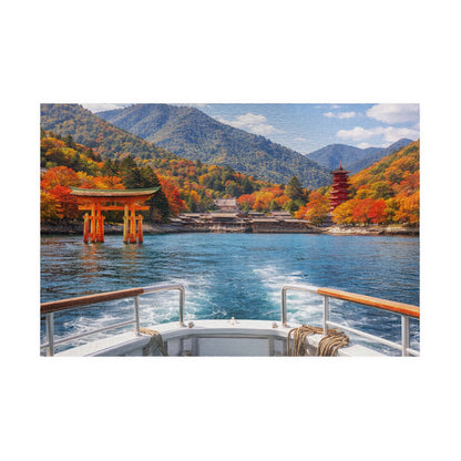 Autumn Miyajima Boat View Puzzle | Itsukushima Torii & Pagoda Scenic Jigsaw