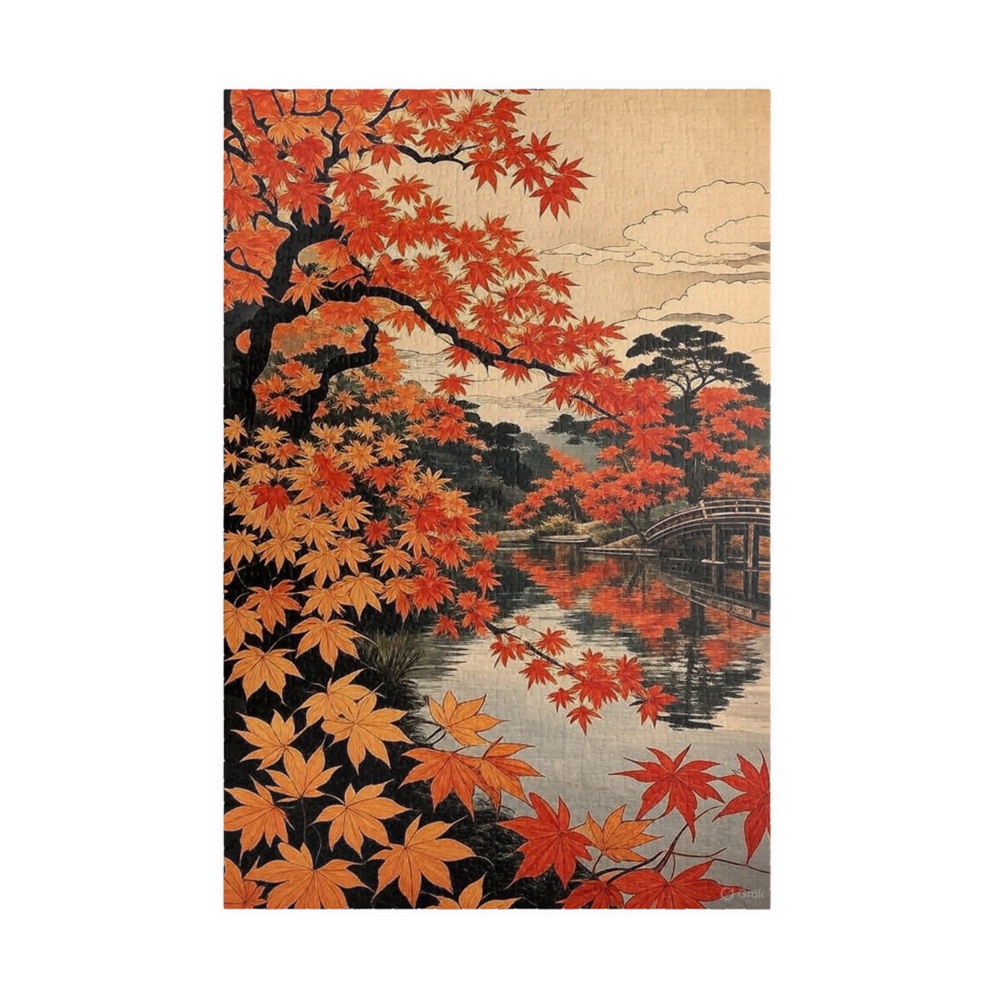 Autumn Maple Reflection Puzzle | Japanese Landscape Jigsaw