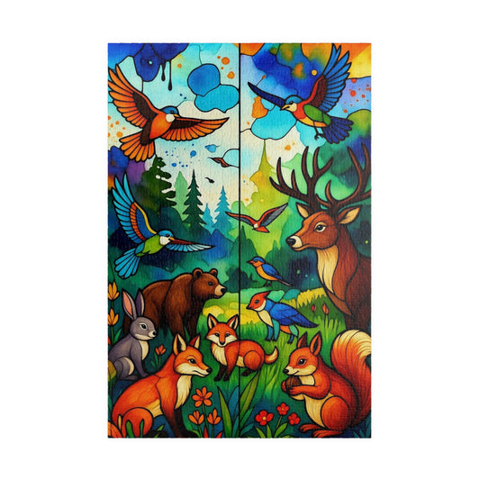 Woodland Animals Illustration Puzzle 520-Piece | Deer Foxes Birds Bear