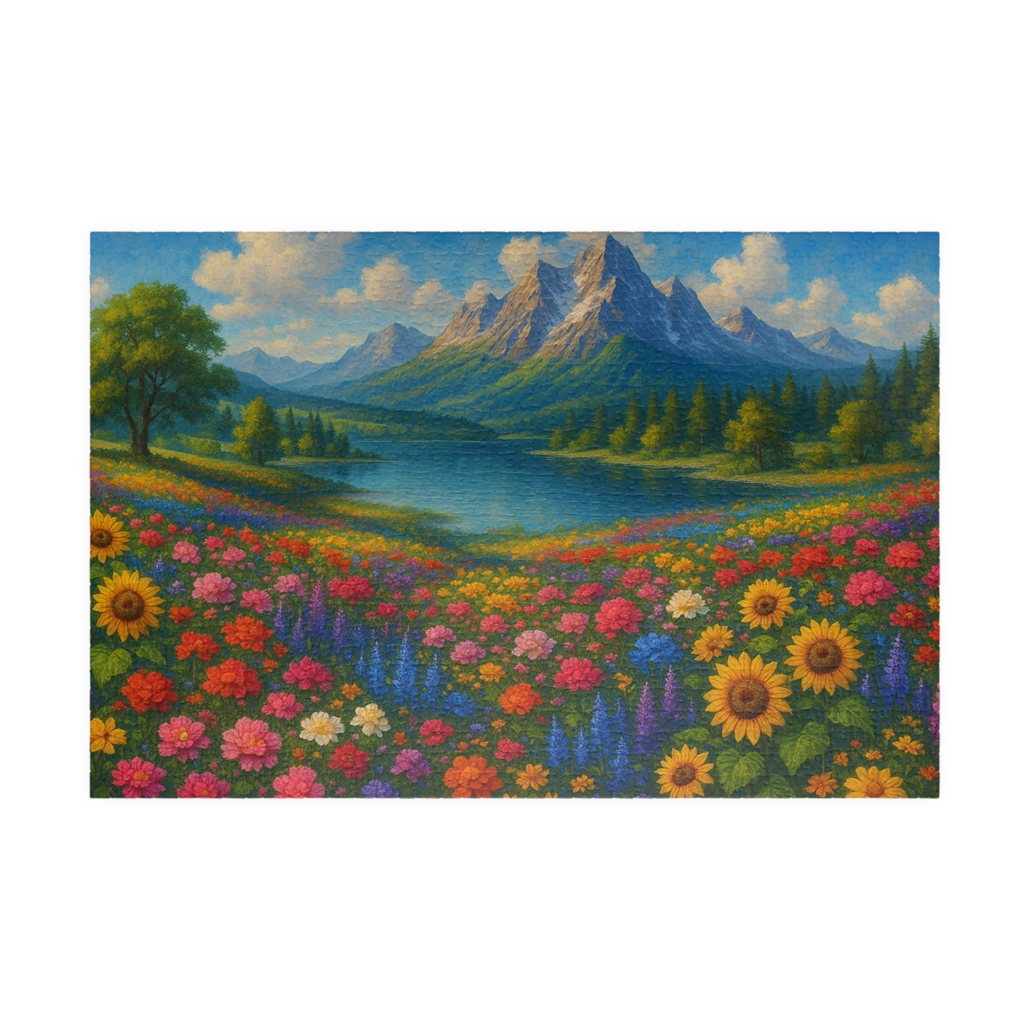 Mountain Meadow Flower Field Puzzle | Scenic Landscape Jigsaw