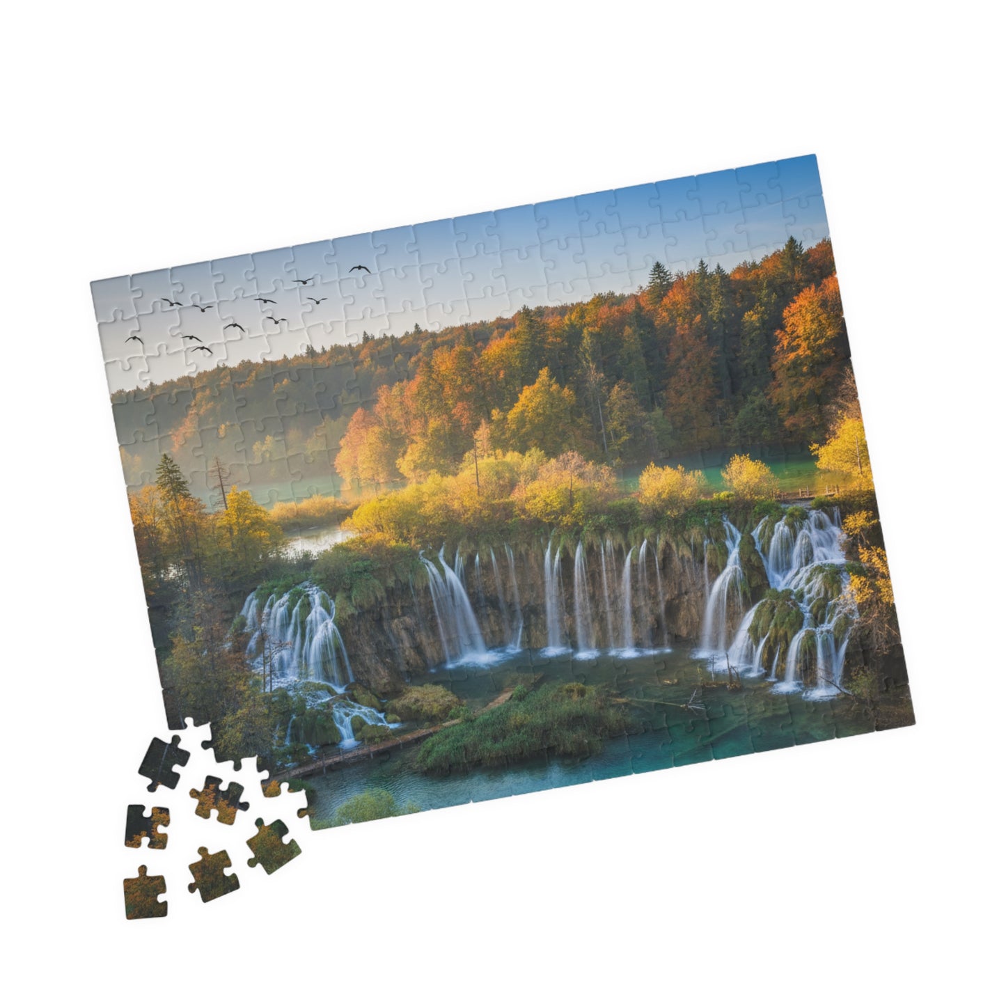 Waterfall Landscape Puzzle 520-piece | Autumn Scenic Jigsaw