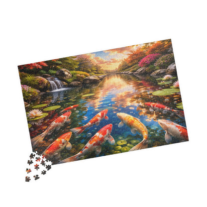 Koi Pond Sunset Puzzle 520-Piece | Scenic Koi Fish Jigsaw