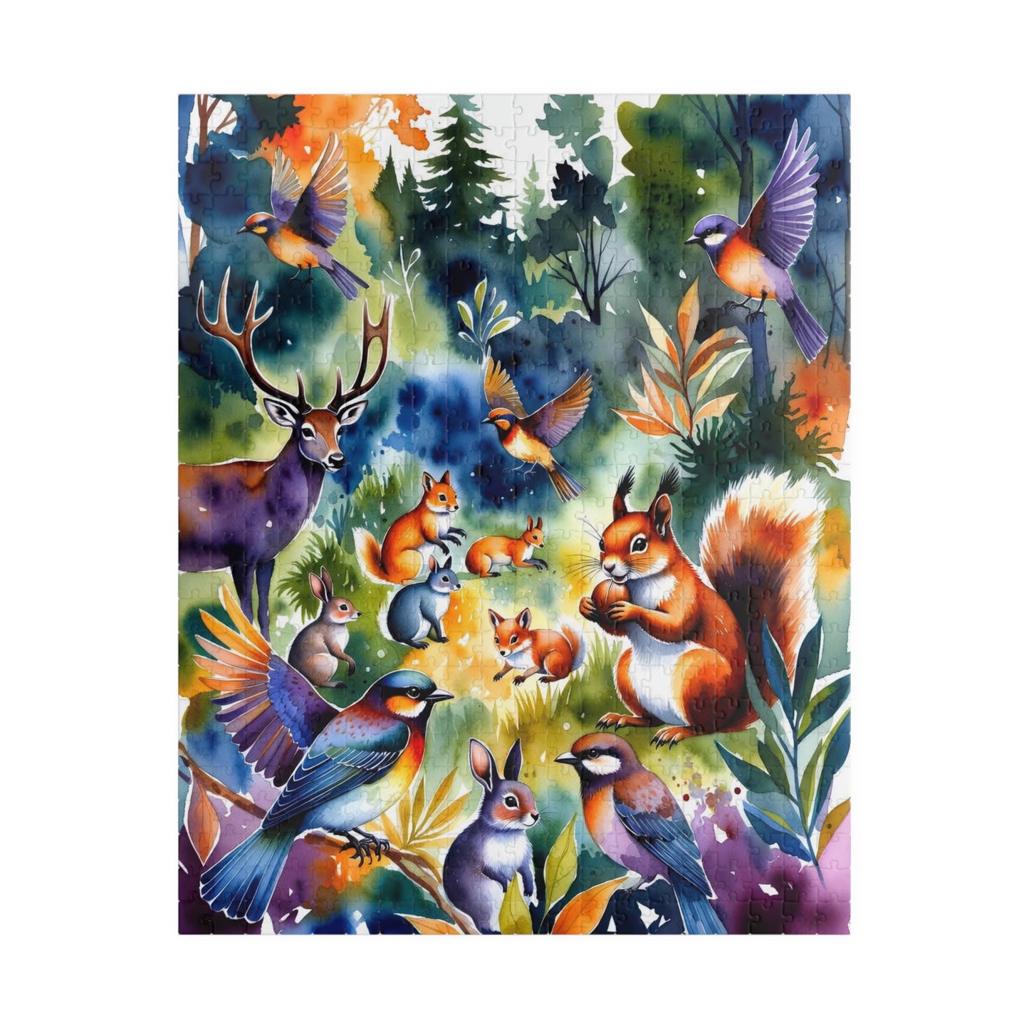 Woodland Animals Puzzle 520-piece | Squirrel, Deer, Birds Nature Scene