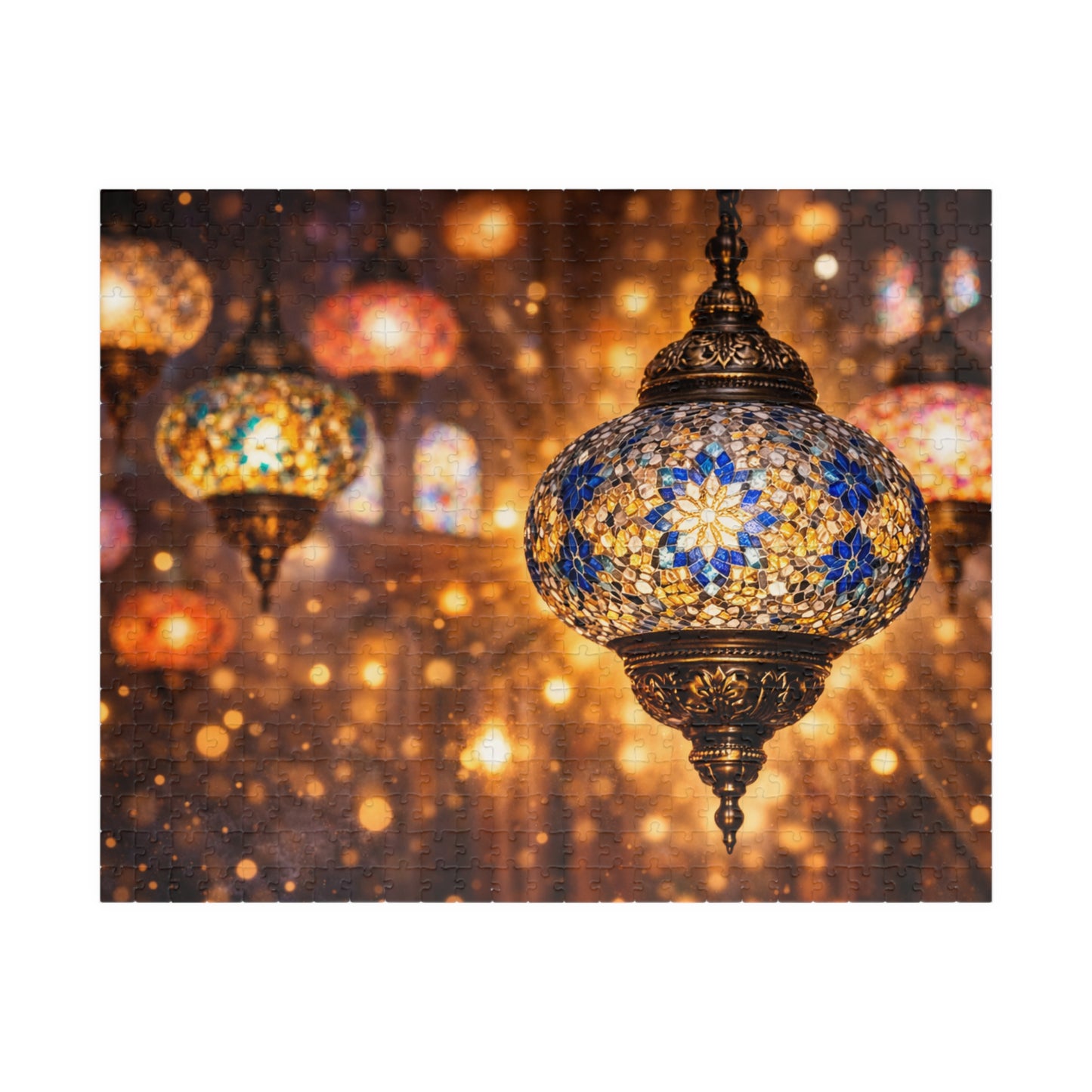 Golden Glow of Turkish Mosaic Lanterns | Exotic Light & Color Jigsaw Puzzle