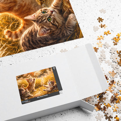 Cute Kittens in Golden Autumn Field Jigsaw Puzzle | Cat Lover Gift | 252/520/1014 Pieces