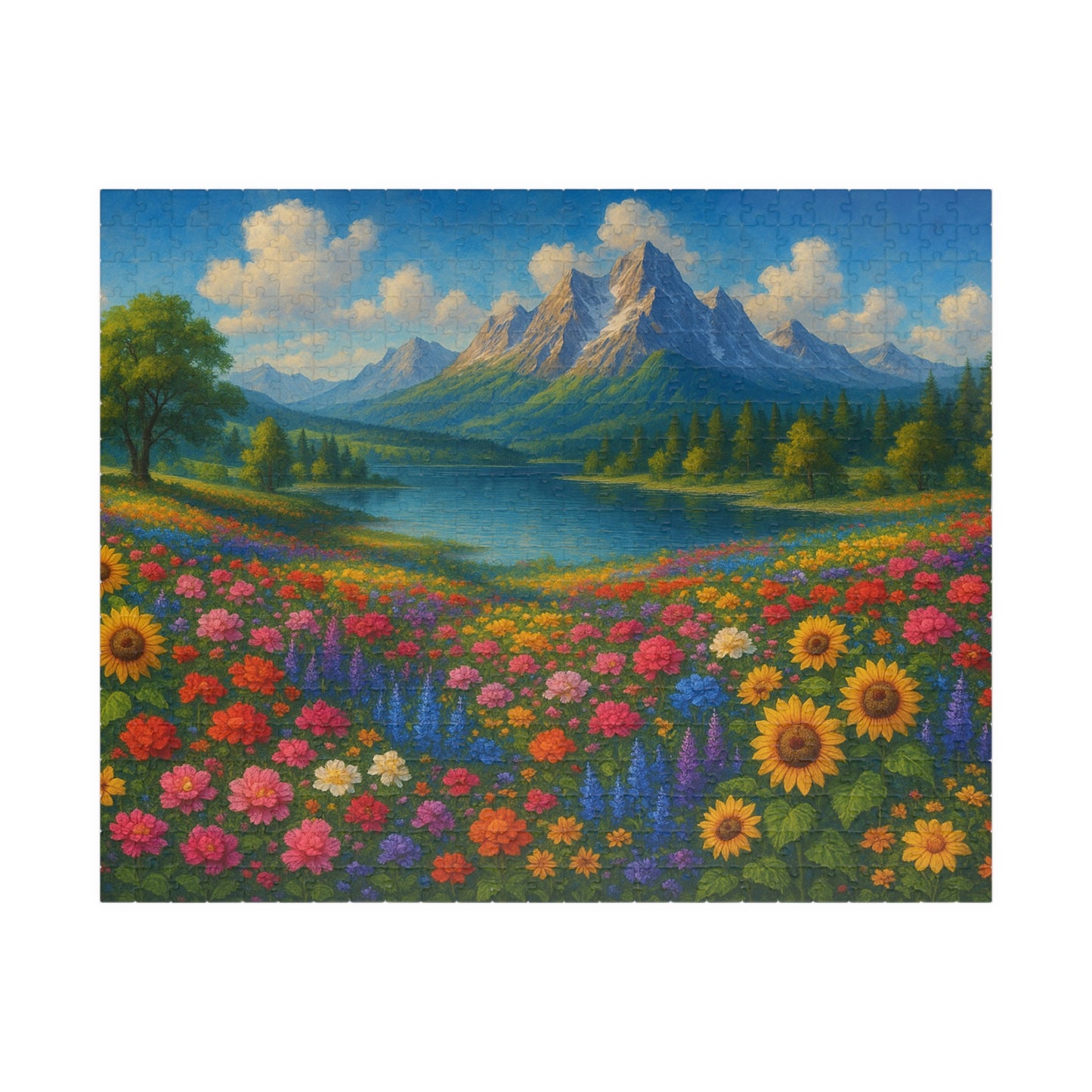 Mountain Meadow Flower Field Puzzle | Scenic Landscape Jigsaw