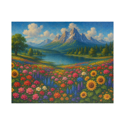 Mountain Meadow Flower Field Puzzle | Scenic Landscape Jigsaw