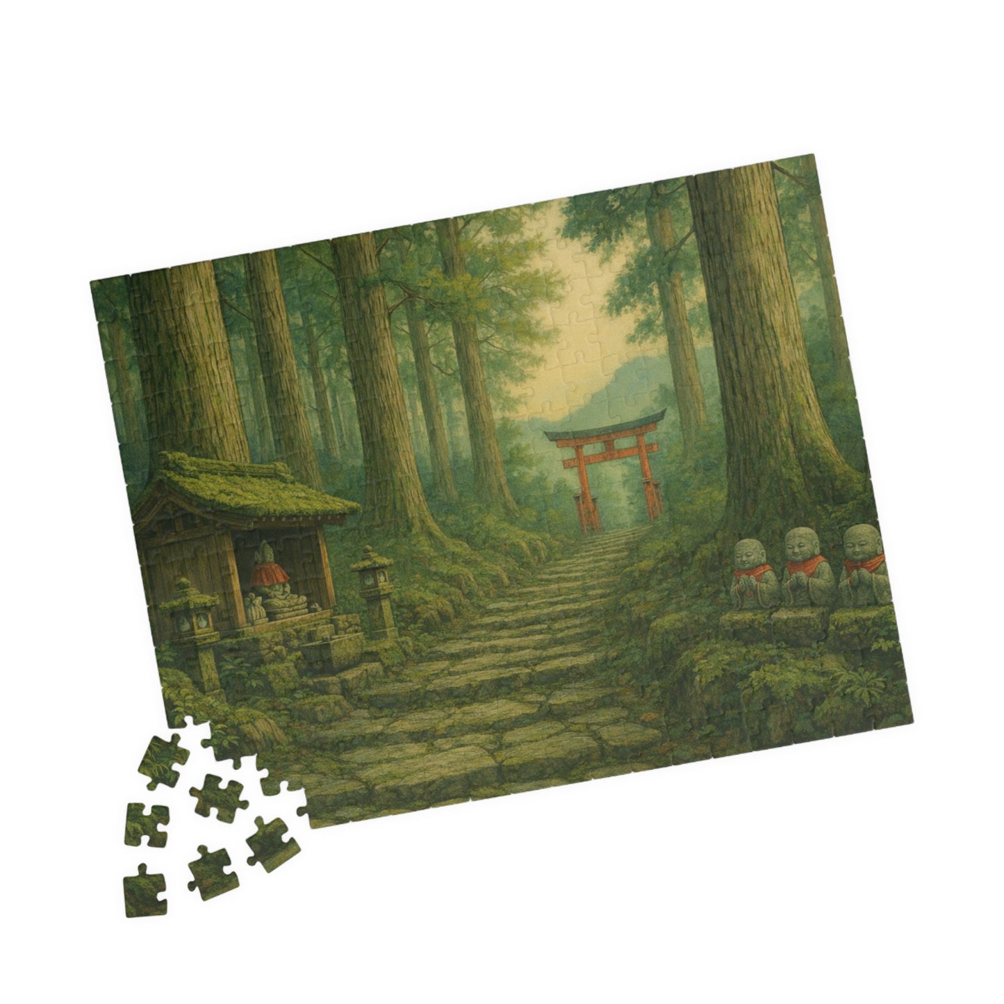 Forest Shrine Path Puzzle | Scenic Japanese Torii Puzzle 520/1014-piece