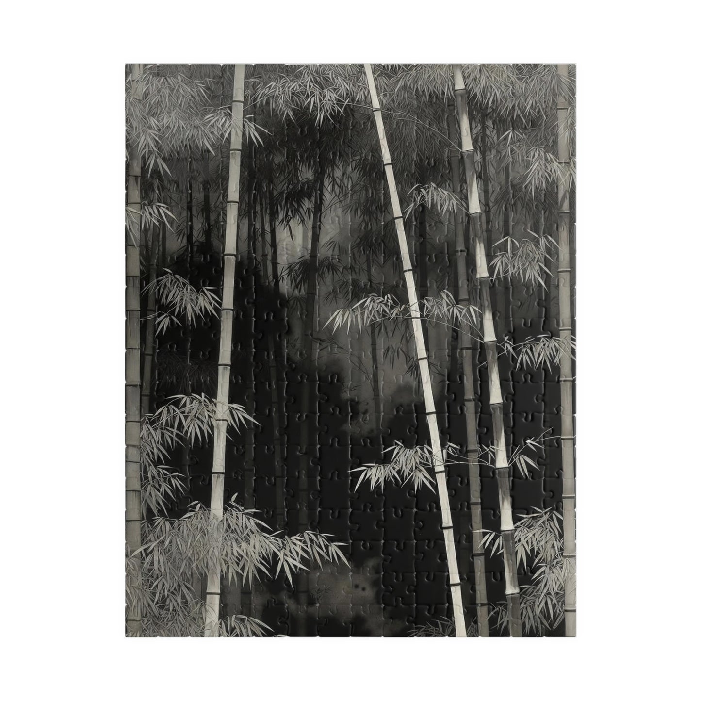Bamboo Grove Puzzle  Black & White Zen Bamboo Forest Botanical Jigsaw
