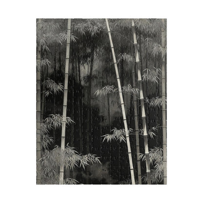 Bamboo Grove Puzzle  Black & White Zen Bamboo Forest Botanical Jigsaw