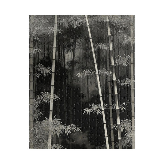 Bamboo Grove Puzzle  Black & White Zen Bamboo Forest Botanical Jigsaw