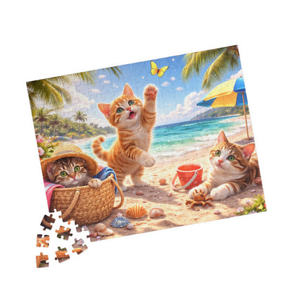 Summer Beach Kittens Puzzle 110 - 1000 Pieces | Cute Cats, Palms & Ocean Jigsaw