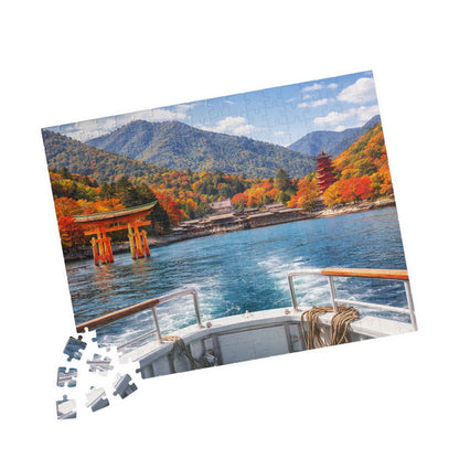 Autumn Miyajima Boat View Puzzle | Itsukushima Torii & Pagoda Scenic Jigsaw