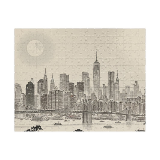 Vintage NYC Skyline Puzzle | Manhattan Cityscape Jigsaw
