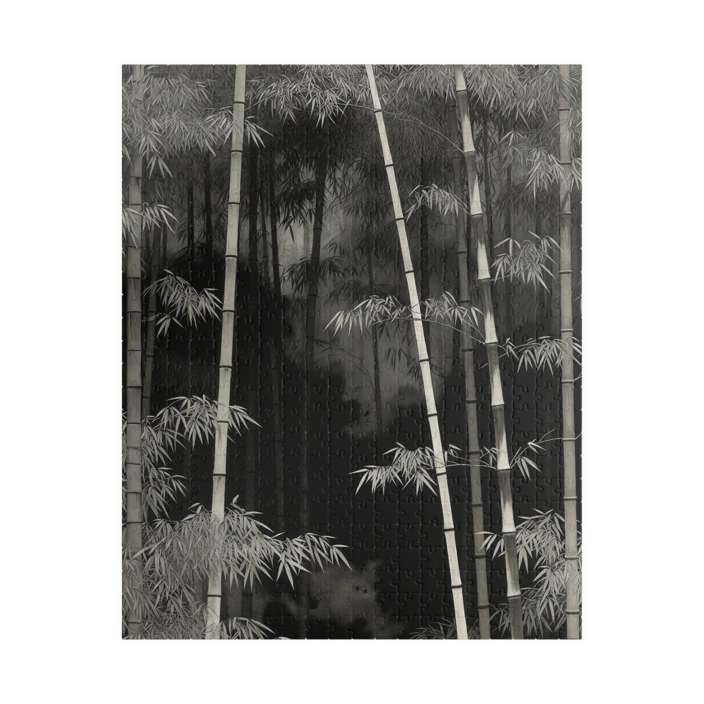 Bamboo Grove Puzzle  Black & White Zen Bamboo Forest Botanical Jigsaw