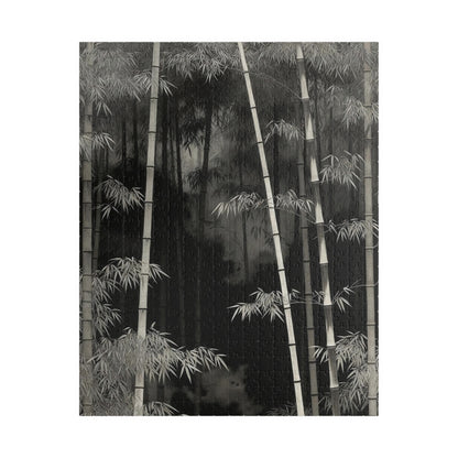 Bamboo Grove Puzzle  Black & White Zen Bamboo Forest Botanical Jigsaw