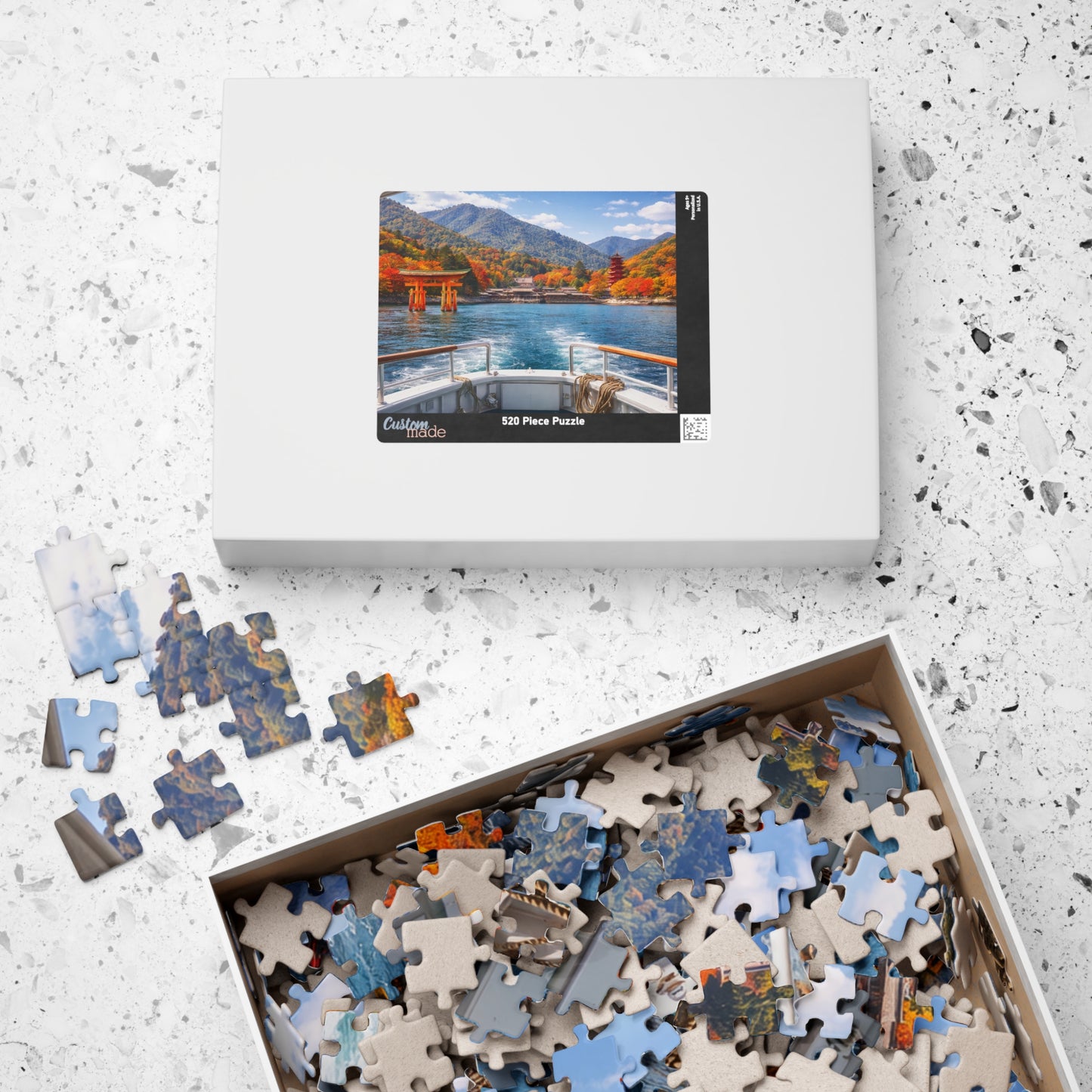 Autumn Miyajima Boat View Puzzle | Itsukushima Torii & Pagoda Scenic Jigsaw