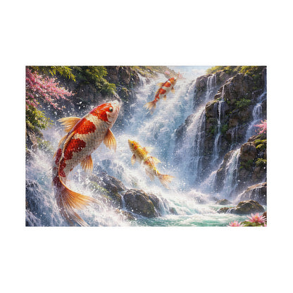 Koi Waterfall Jigsaw Puzzle | Ascending Koi  252 - 1014 pcs