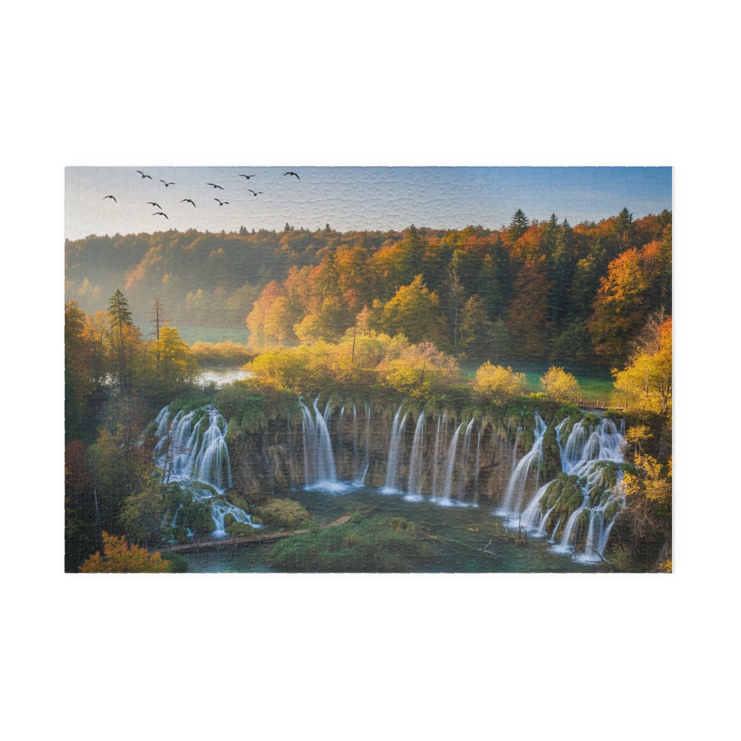 Waterfall Landscape Puzzle 520-piece | Autumn Scenic Jigsaw