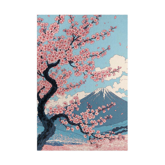 Cherry Blossom Mount Fuji Puzzle | Scenic Japanese Ukiyo-e Jigsaw