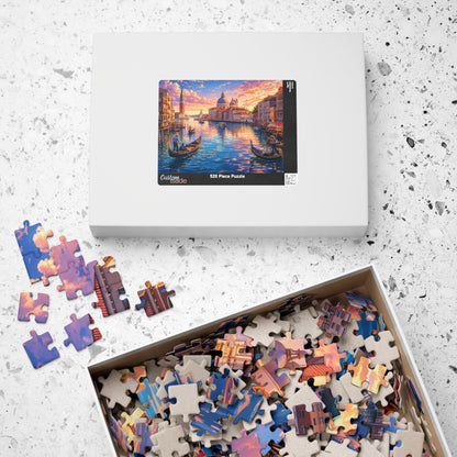 Venice Sunset Canal Jigsaw Puzzle | Colorful Anime-Style Gondolas, Italy Travel Scene