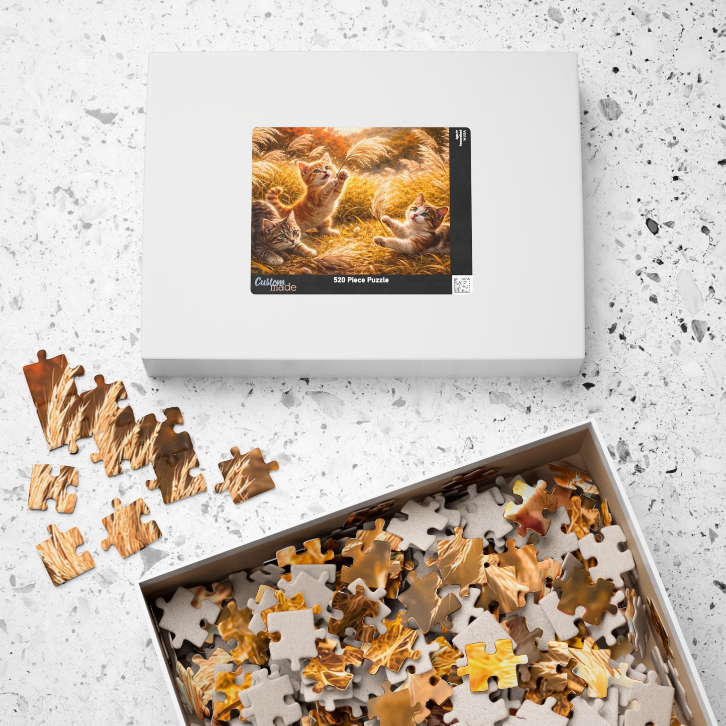 Cute Kittens in Golden Autumn Field Jigsaw Puzzle | Cat Lover Gift | 252/520/1014 Pieces